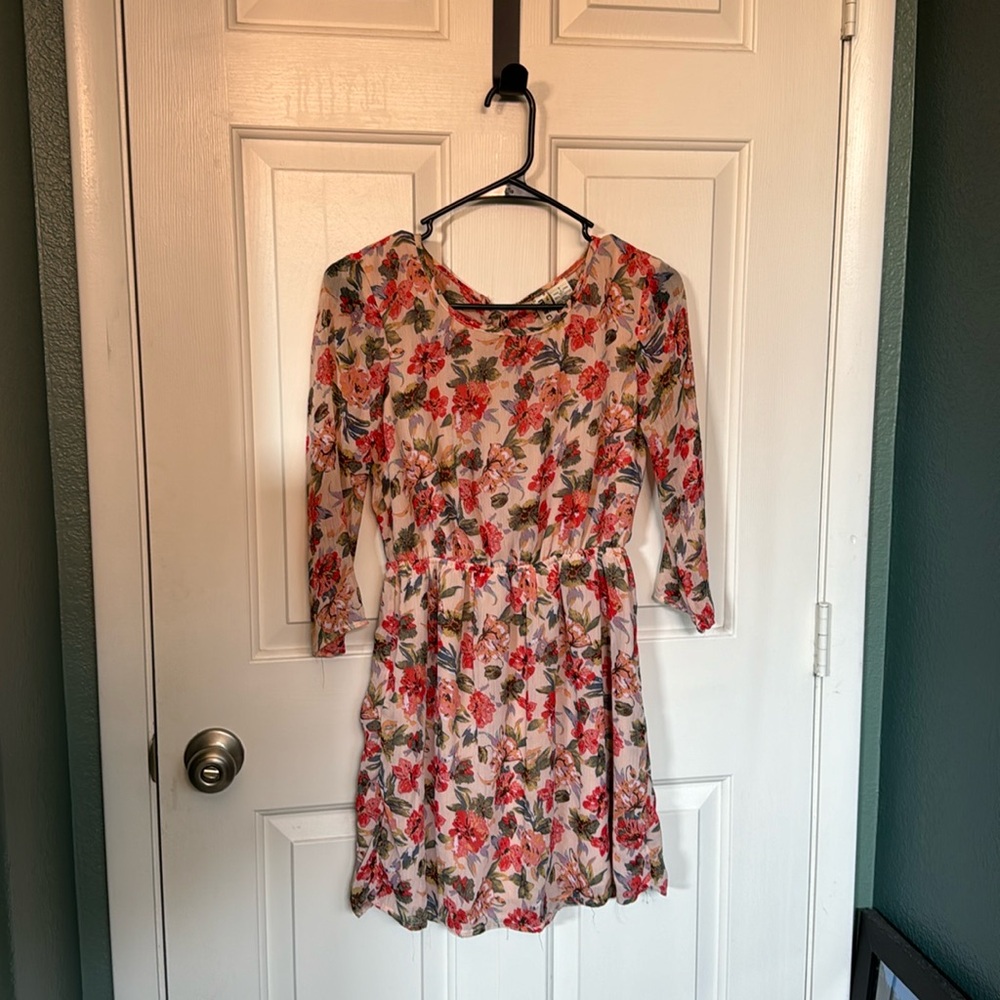 Floral mini dress peach